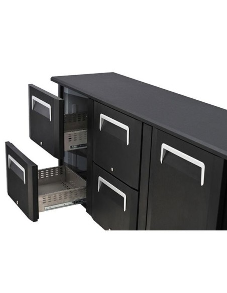 Arrière-bar noir 315 litres - 2 portes - 3