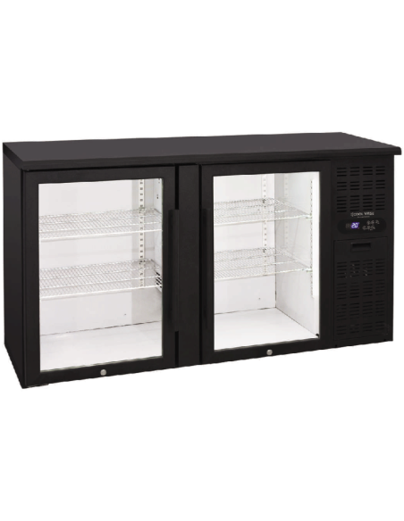 Arrière-bar vitré noir 315 litres - 2 portes - 1