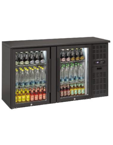 Arrière-bar vitré noir 315 litres - 2 portes - 2