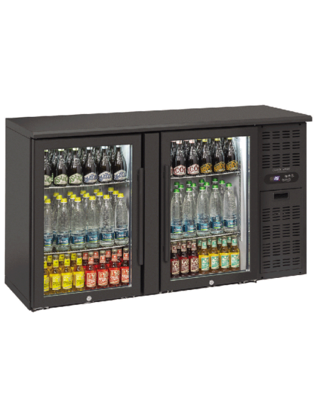 Arrière-bar vitré noir 315 litres - 2 portes - 2