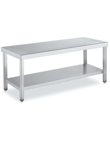 Tables de travail inox centrale de faible hauteur avec étagère P 600 - 1