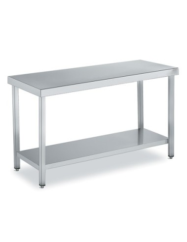 Tables de travail inox centrales avec étagère - Profondeur 800 mm - 1