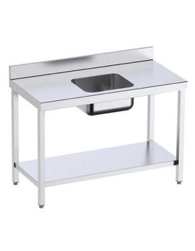 Table de préparation avec bac centrale et étagère P 600 mm - 1