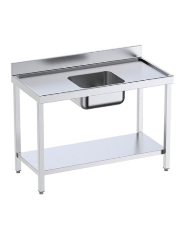 Table de préparation avec bords anti-ruissellement, étagère et bac central P 600 - 1