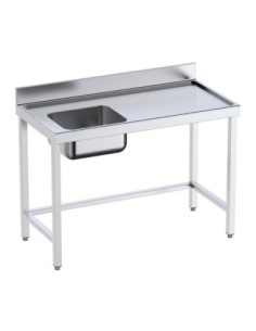 Table de préparation avec bords anti-ruissellement, bac à gauche P 700 mm - 1