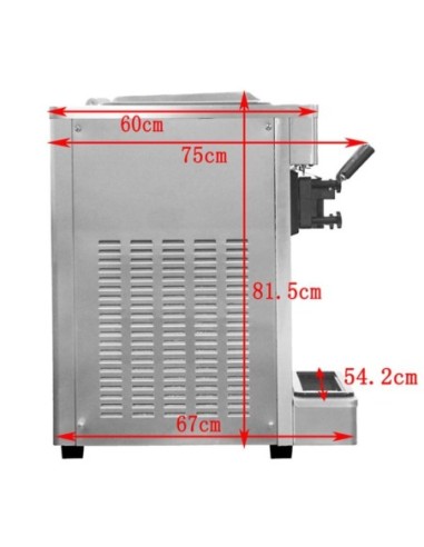 Machine à glace italienne et Yaourt glacé - 3 manettes 2 kw 908 dimensions