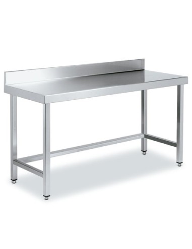 Tables de travail inox adossées avec renfort - Profondeur 800 mm - 1