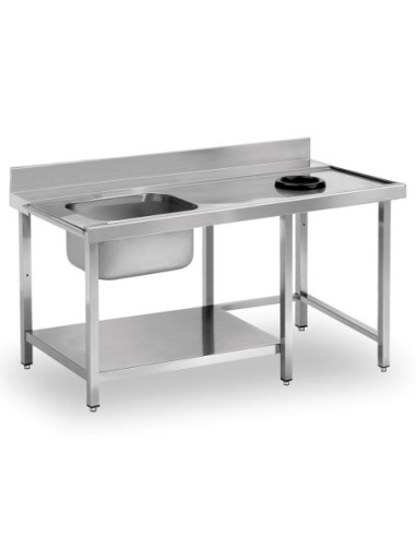 Table de prélavage avec plonge, étagère et orifice vide-déchets P 750 - 1