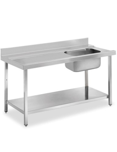 Tables de prélavage pour lave-vaisselle avec étagère - P 750 mm - 1