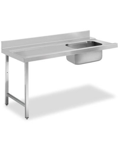Tables de prélavage pour lave-vaisselle sans étagère - Bac à droite - 1