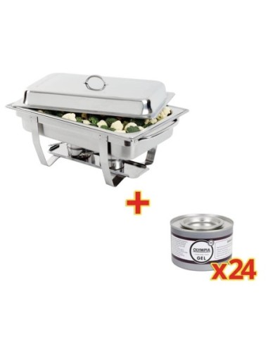 OFFRE SPÉCIALE Chafing dish Milan Olympia GN 1/1 + 24 capsules de gel combustibl - 1
