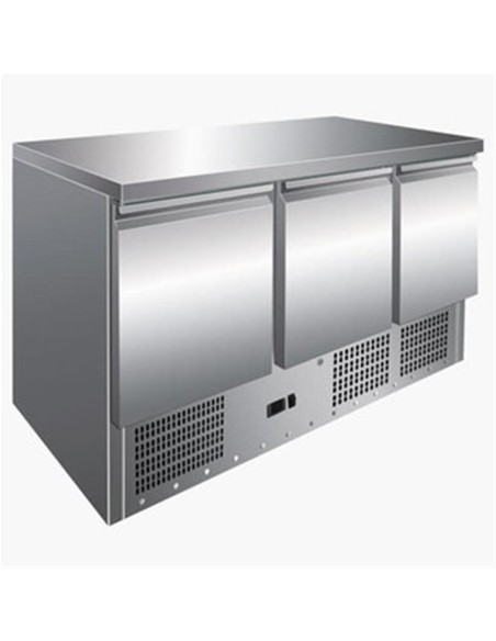 Saladette réfrigérée 3 portes GN 1/1 dessus inox - 1