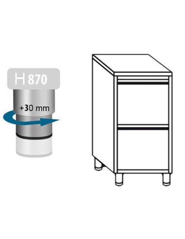 Meuble inox central 2 tiroirs profondeur 600 mm - 2