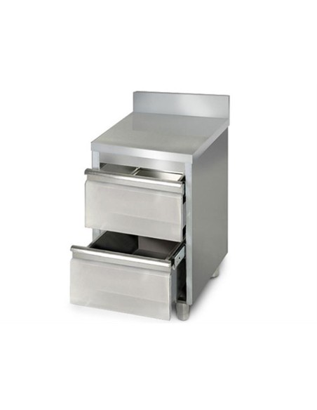 Meuble inox adossé 2 tiroirs profondeur 700 mm - 1