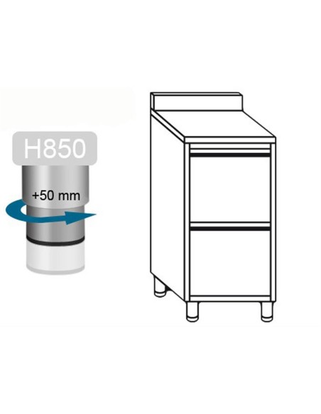 Meuble inox adossé 2 tiroirs profondeur 700 mm - 2