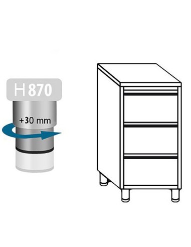 Meuble inox central 3 tiroirs profondeur 600 mm - 2