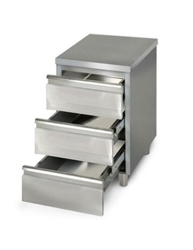 Meuble inox central 3 tiroirs profondeur 700 mm - 1