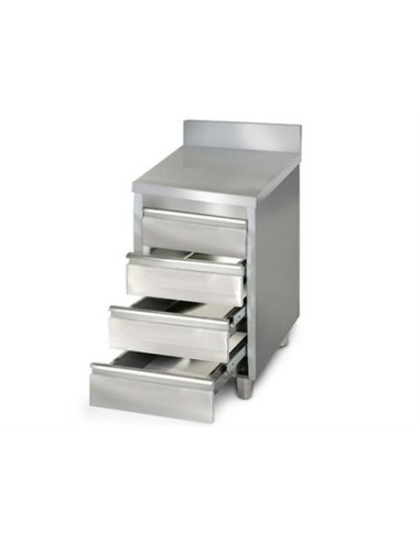 Meuble inox adossé 4 tiroirs profondeur 600 mm - 1
