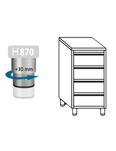 Meuble inox central 4 tiroirs profondeur 600 mm - 2