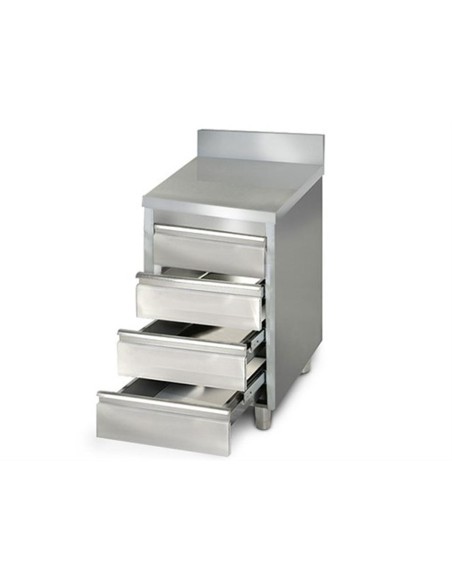 Meuble inox adossé 4 tiroirs profondeur 700 mm - 1