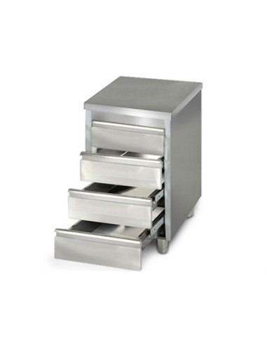 Meuble inox central 4 tiroirs profondeur 700 mm - 1