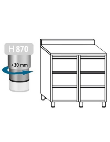 Meuble inox adossé 6 tiroirs profondeur 600 mm - 2