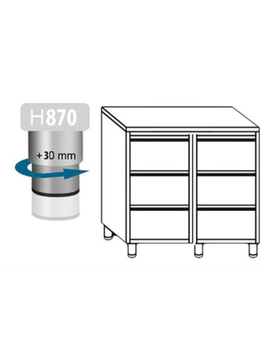 Meuble inox central 6 tiroirs profondeur 700 mm - 2