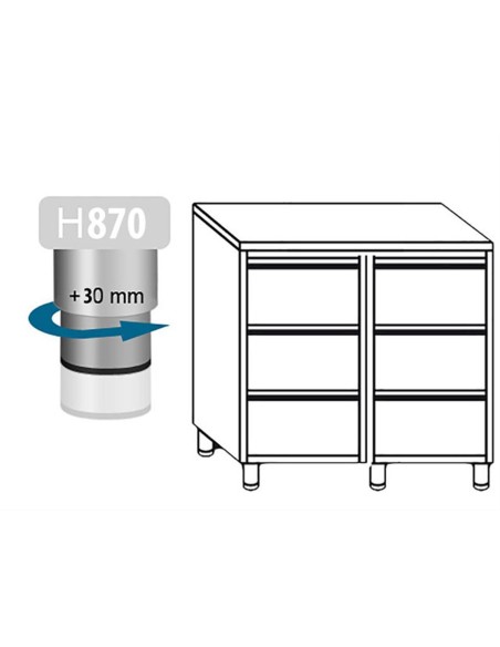 Meuble inox central 6 tiroirs profondeur 700 mm - 2
