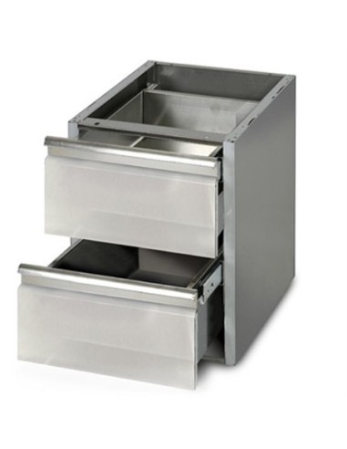 Meuble 2 tiroirs pour tables inox P 600 mm - 1