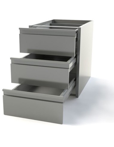 Meuble 3 tiroirs pour tables inox P 600 mm - 1