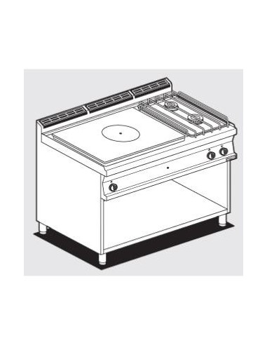 Plan de cuisson gaz sur meuble 2 feux et une plaque coup de feu - Série 700 - 1