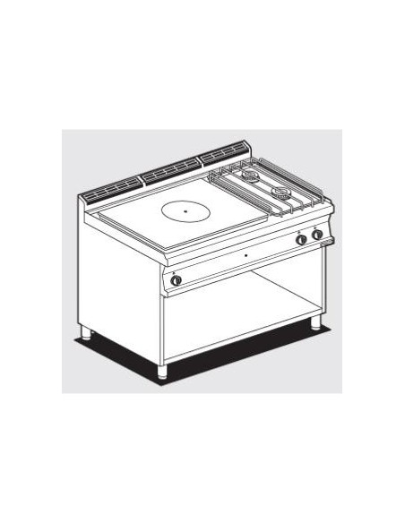 Plan de cuisson gaz sur meuble 2 feux et une plaque coup de feu - Série 700 - 1