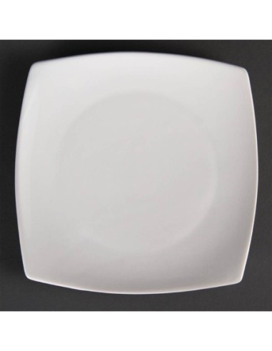 Assiettes carrées bords arrondis blanches Olympia - lot de 12 - 1