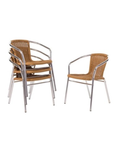 Fauteuils en rotin et aluminium empilables Bolero - 1