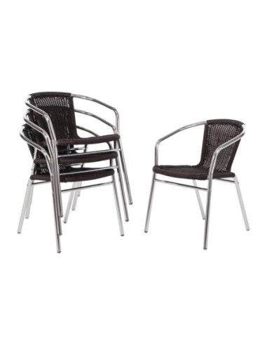 Fauteuils en rotin et aluminium empilables Bolero - 1