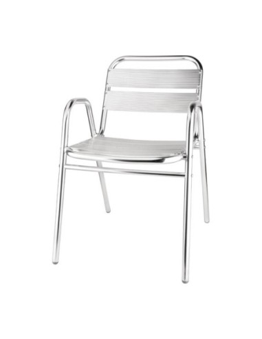 Fauteuils empilables en aluminium avec accoudoirs Bolero x4 - 1