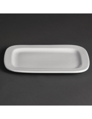 Assiettes blanches rectangulaires arrondies OLYMPIA - lot de 12 - 1
