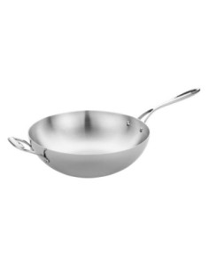 Wok triple épaisseur à fond plat Vogue - 1