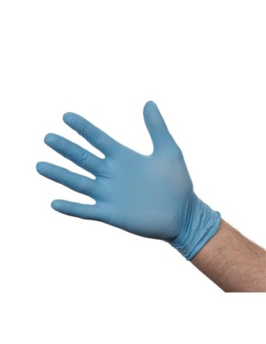 Gants en nitrile non poudrés bleus S - 1