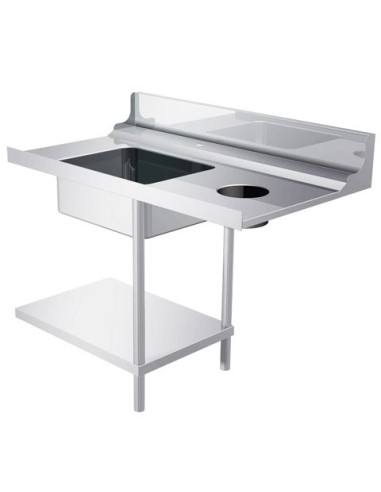 Table d'entrée droite avec bac et récupérateur pour lave-vaisselle à capot - 1