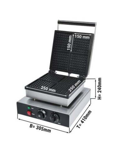 Gaufrier électrique simple en fonte ouverture 90° - 4 gaufres - 2