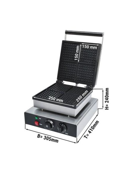 Gaufrier électrique simple en fonte ouverture 90° - 4 gaufres - 2