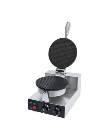 Gaufrier électrique simple en fonte - plaque pour cornets de glaces Ø 190mm - 1