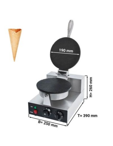 Gaufrier électrique simple en fonte - plaque pour cornets de glaces Ø 190mm - 2