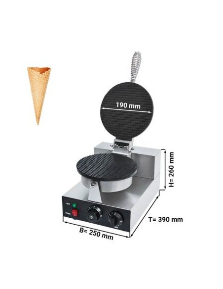 Gaufrier électrique simple en fonte - plaque pour cornets de glaces Ø 190mm - 2