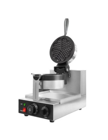 Gaufrier électrique simple en fonte ouverture 90° - plaque en forme de c?ur - 1