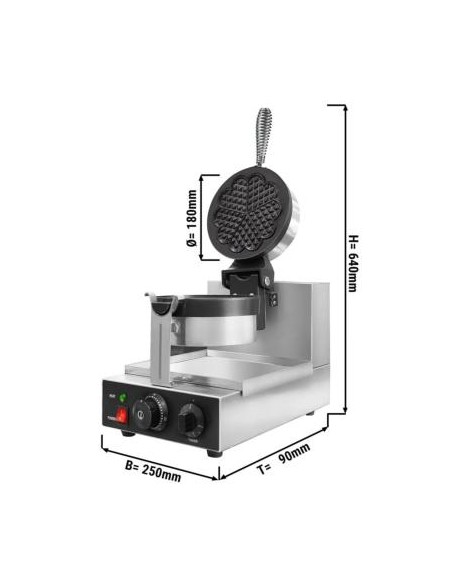 Gaufrier électrique simple en fonte ouverture 90° - plaque en forme de c?ur - 2