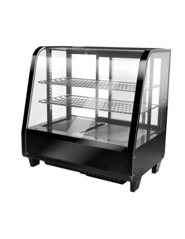 Vitrine réfrigérée à poser noire avec éclairage LED et vitre bombée - 100 L - 1