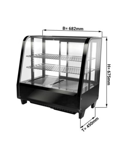 Vitrine réfrigérée à poser noire avec éclairage LED et vitre bombée - 100 L - 2
