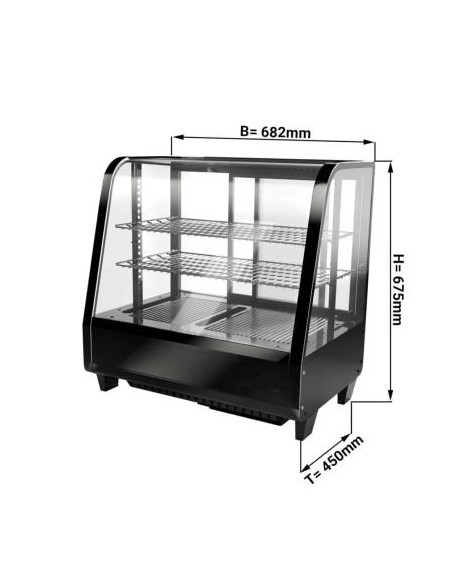Vitrine réfrigérée à poser noire avec éclairage LED et vitre bombée - 100 L - 2